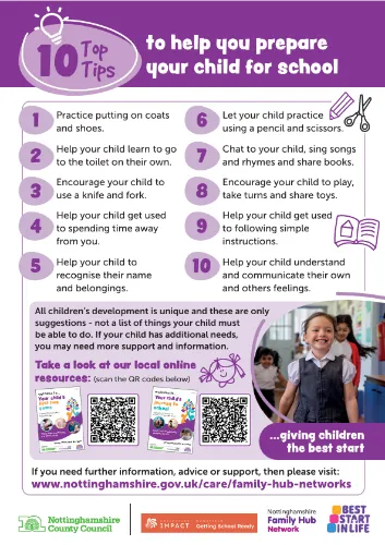 10 top tips to help you prepare your child for school poster