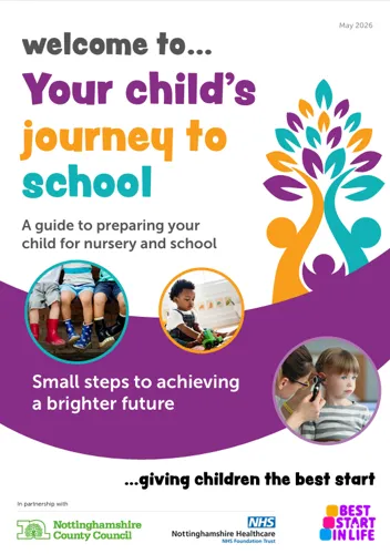 Your child's journey to school booklet cover. A guide to preparing your child for nursery and school.
