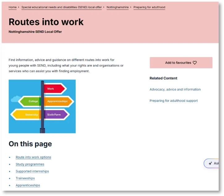 Screen shot of accessibility in use on content pages
