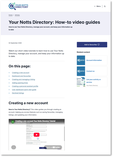 Screen shot of the How to Guides