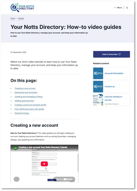 Screen shot of the How to Guides