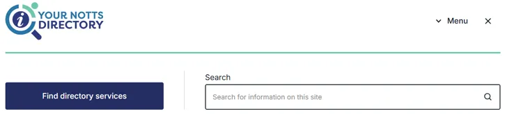 Search interface with a search bar allowing text input