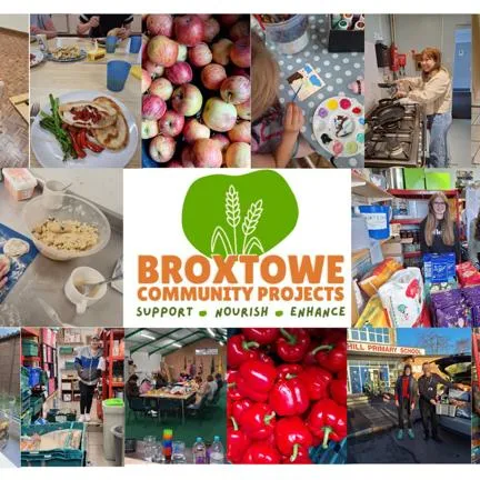 a composite photo showing many BCP projects including food, children, adults participating in activities