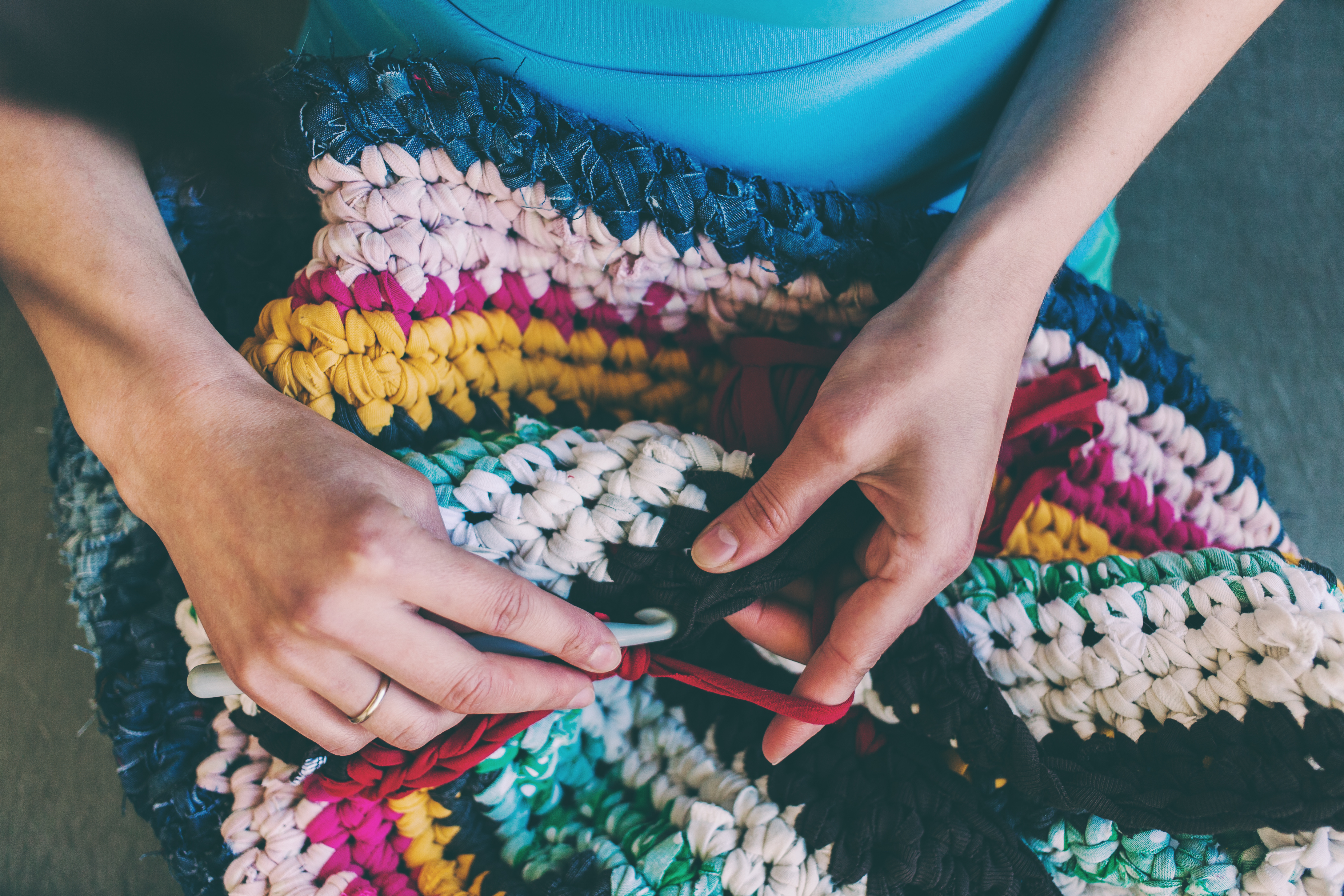 Person crocheting