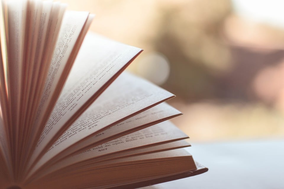 Open book on table