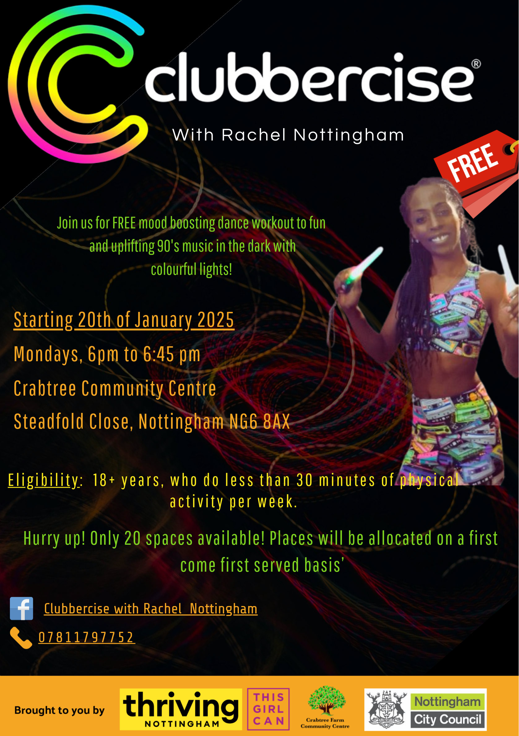 Clubbercise Poster. All text is included in event description