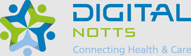 Digital Notts logo. Connecting health and care