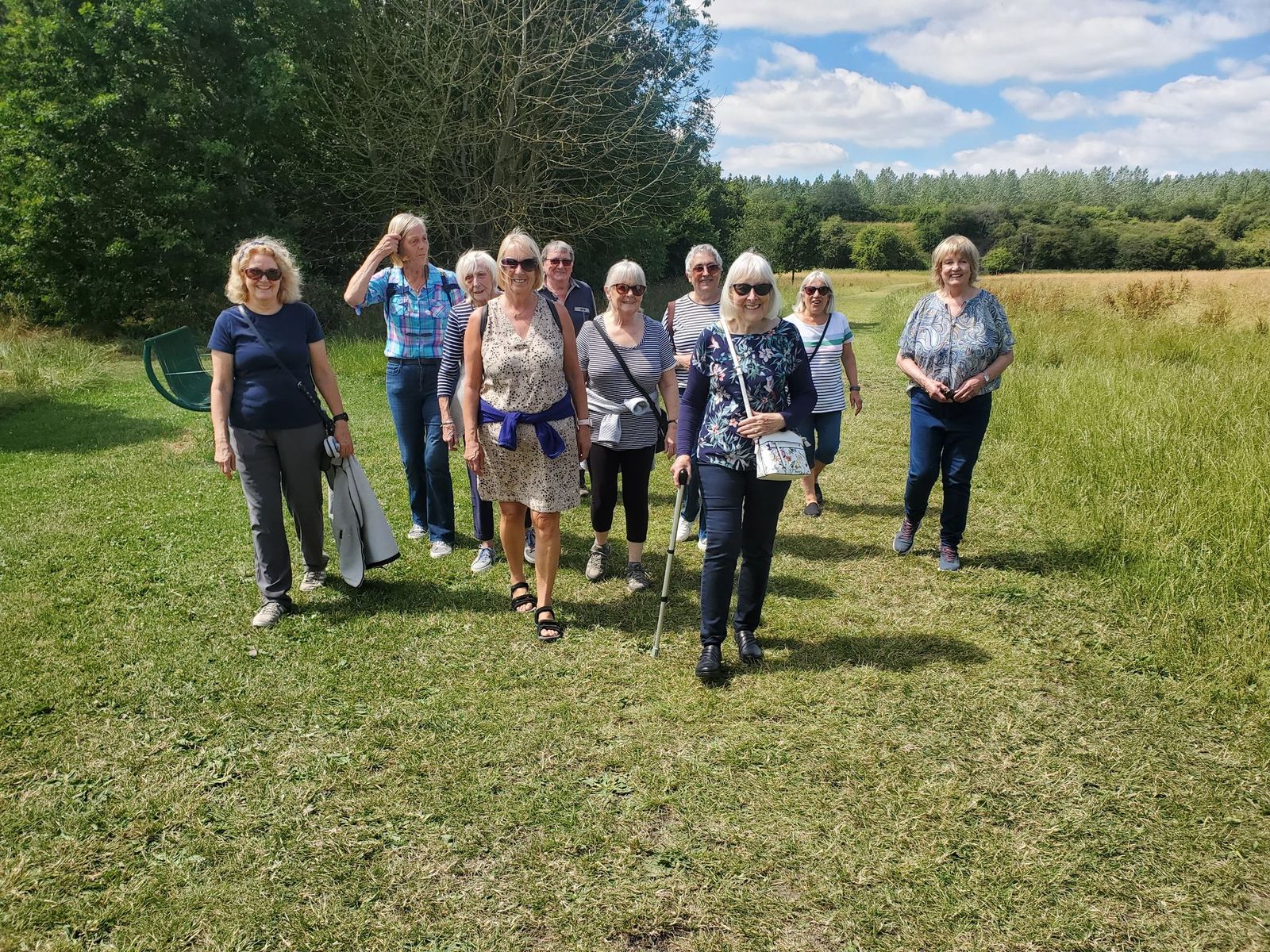 A group of walkers in the park