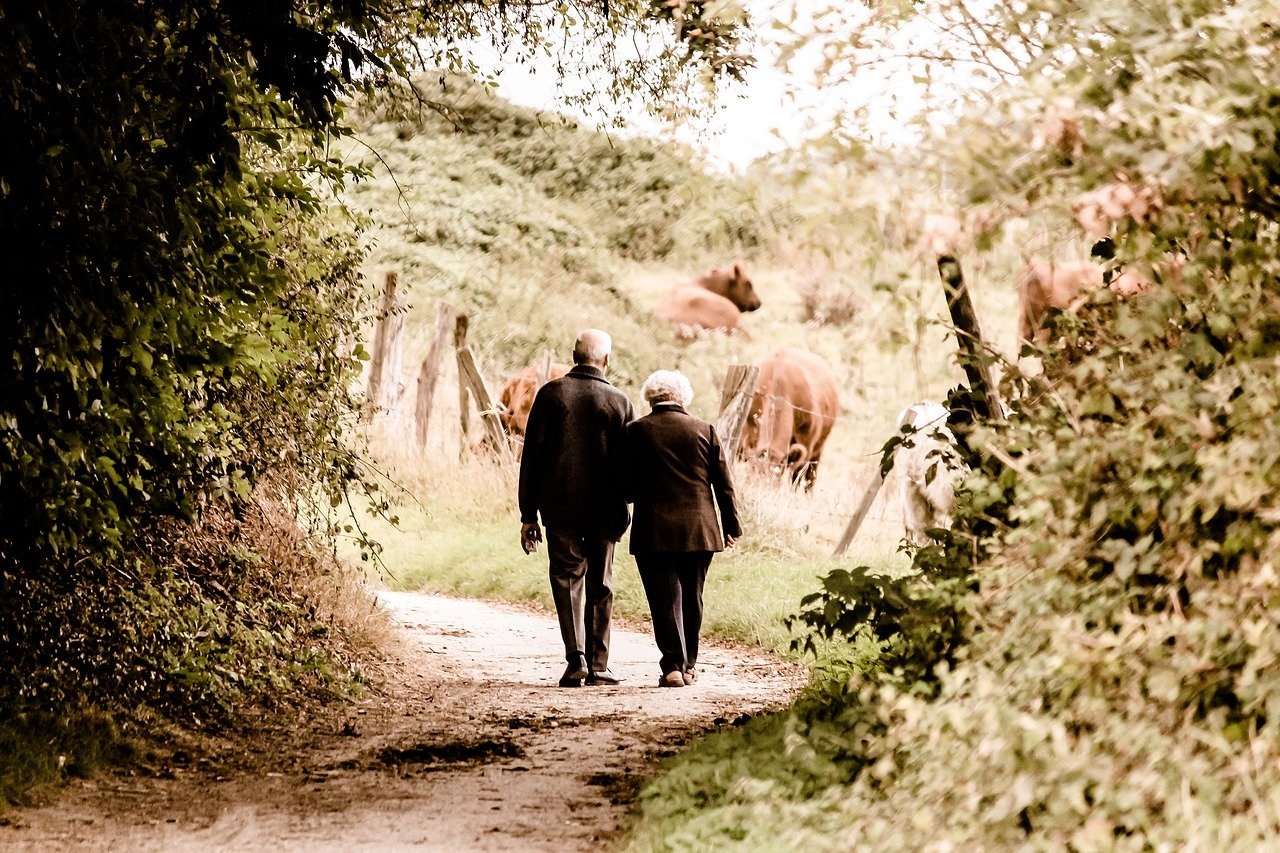 Elderly People Walking in Countryside