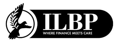 Logo - Bird graphic in black with text ILBP, where finance meets care