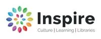 Inspire logo: Inspire Logo, Cake or flower made up from a colour wheel of stylised leaves.