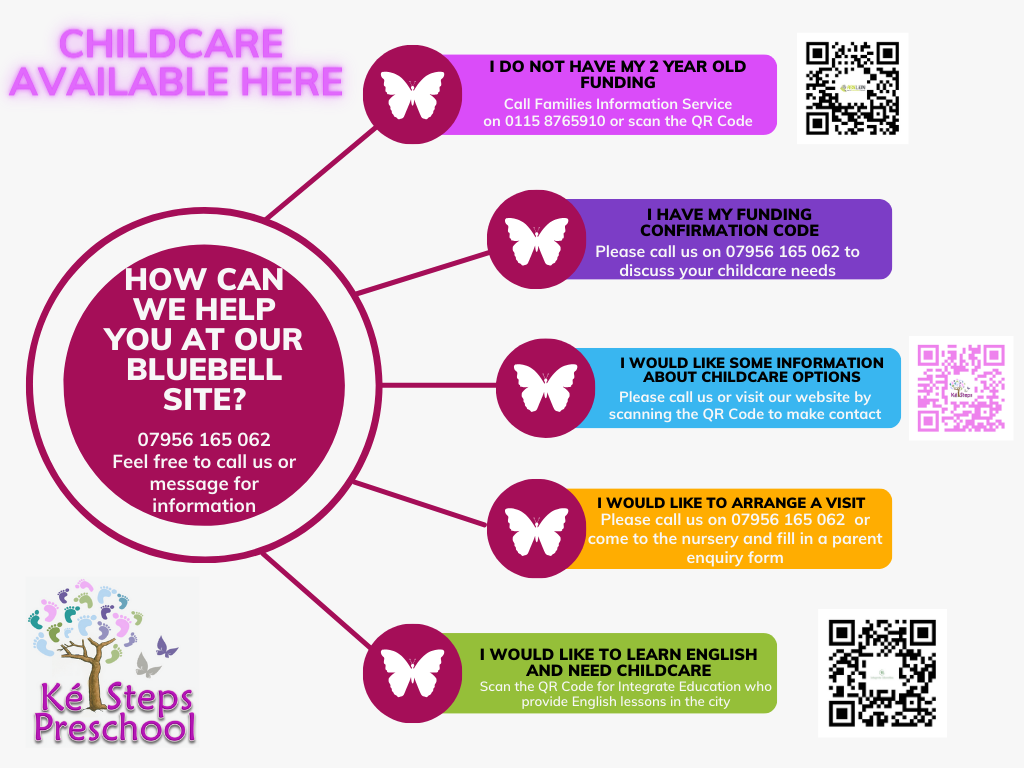 Bluebell Hill childcare Poster with QR Codes