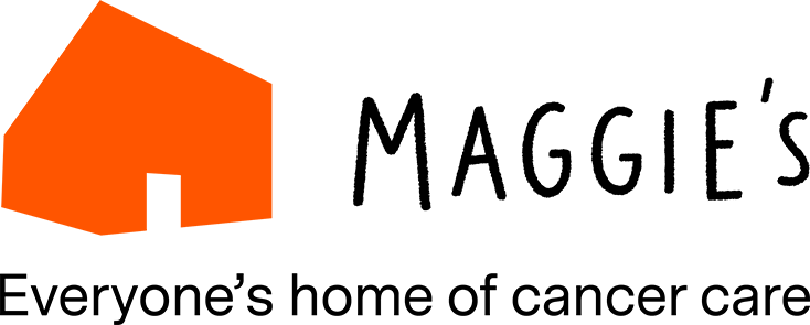 Logo: Orange house with text Maggie's, Everyone's home of cancer care