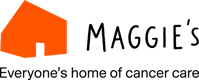 Logo: Orange house with text Maggie's, Everyone's home of cancer care