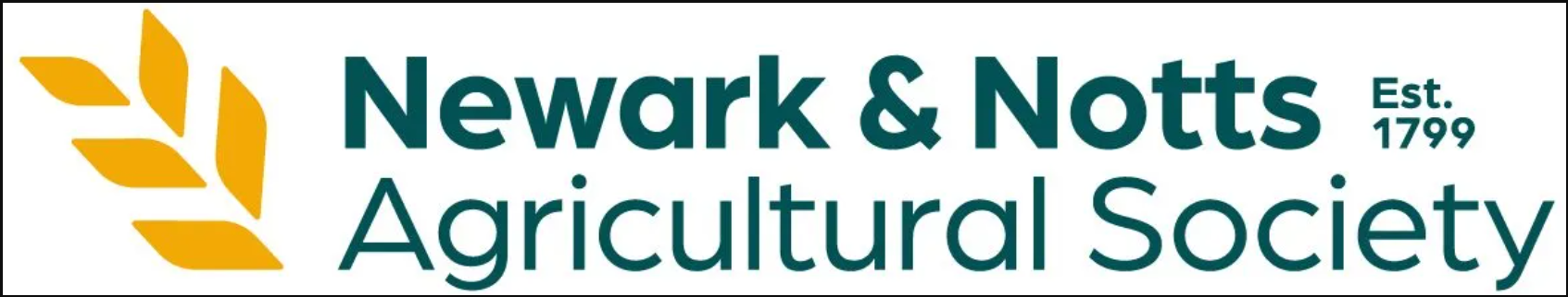 Newark and Notts Agricultural Society (NNAS) Logo - Stylised corn ear in yellow with the society title in teal to the left
