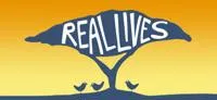 Logo: Tree and birds with text Real Lives inside