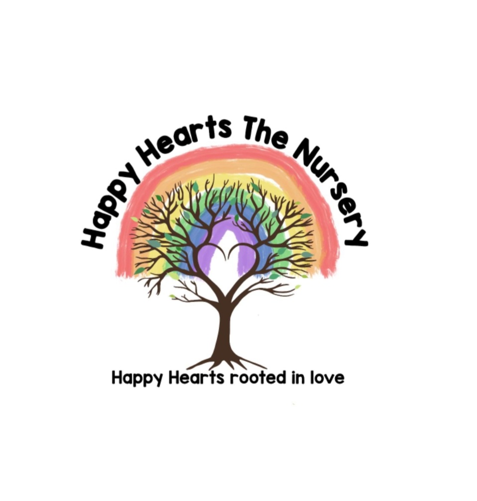 Happy Hearts The Nursery logo. Happy hearts rooted in love.