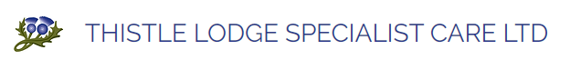 Logo: Purple & Green thistle with text Thistle Lodge Specialist Care LTD