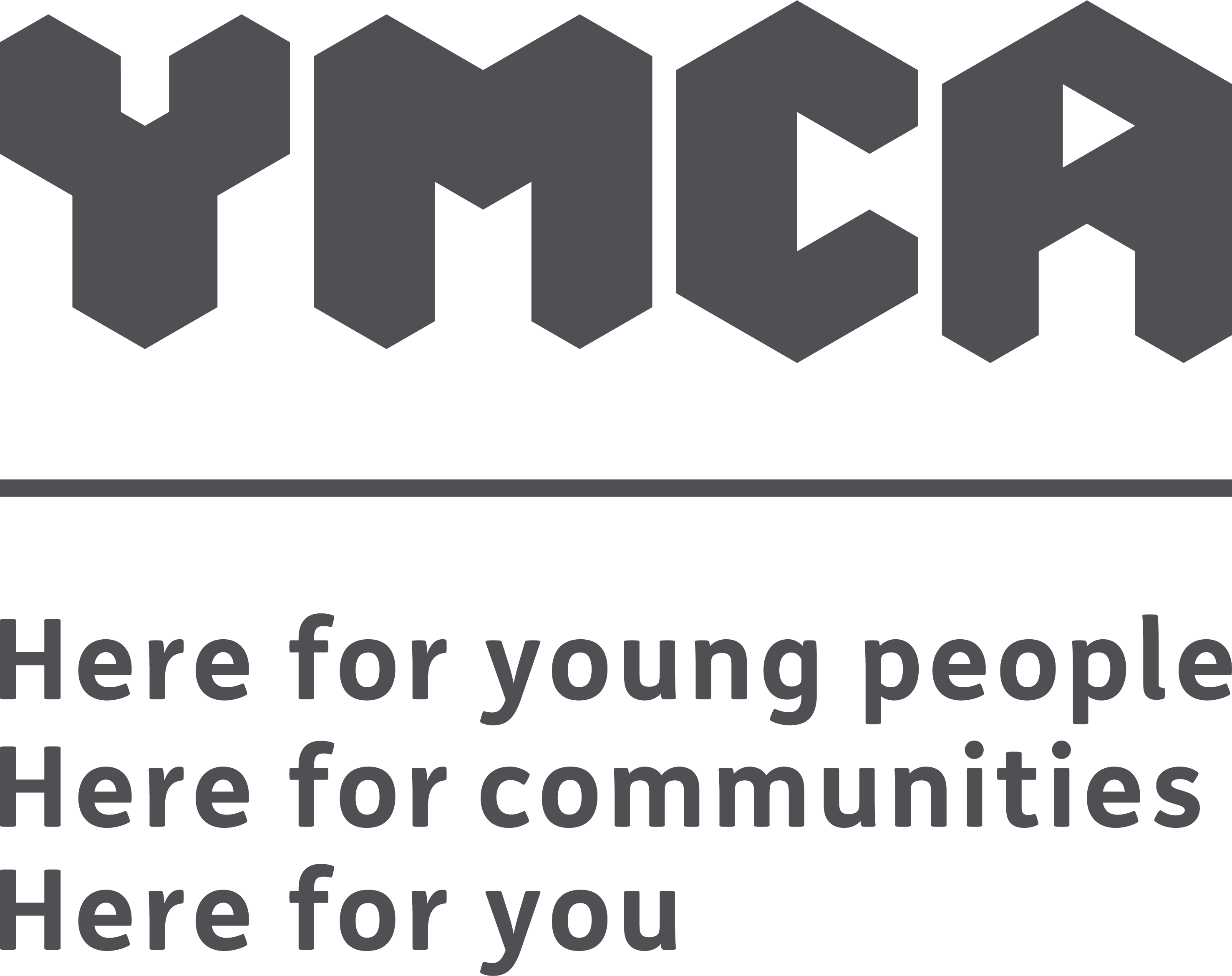 YMCA logo 'Here for young people. here for communities, here for you'